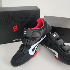 Peloton Cycling Shoes Black White Red Size 40 with Cleats NEW